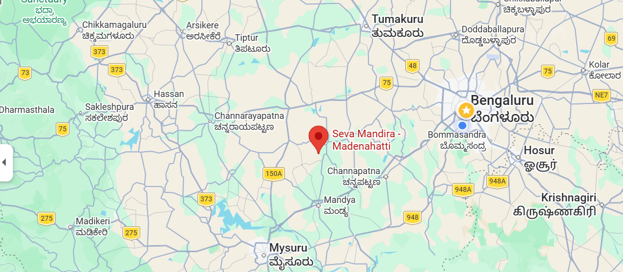 Map showing Maddenahatti Seva Mandira location